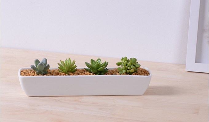 セラミックスクエアホワイト植木鉢