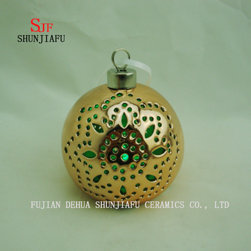 球状の電気メッキセラミックキャンドルスタンド、磁器キャンドルローソク足/