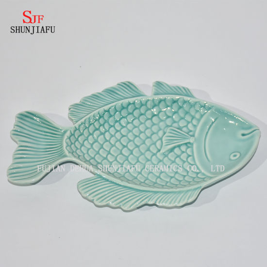 セラミック魚盛り合わせ酢食器ディナープレートオーシャンシリーズ/ B
