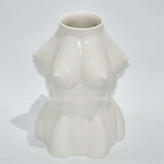 5デザイン/クリエイティブホワイトセラミック陶芸アートヌード裸女性ボディフラワースタチュー花瓶装飾品/植木鉢