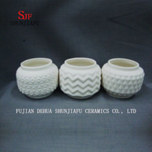 3スタイル/手作りの幾何学的な花瓶、白いセラミック植木鉢/ S