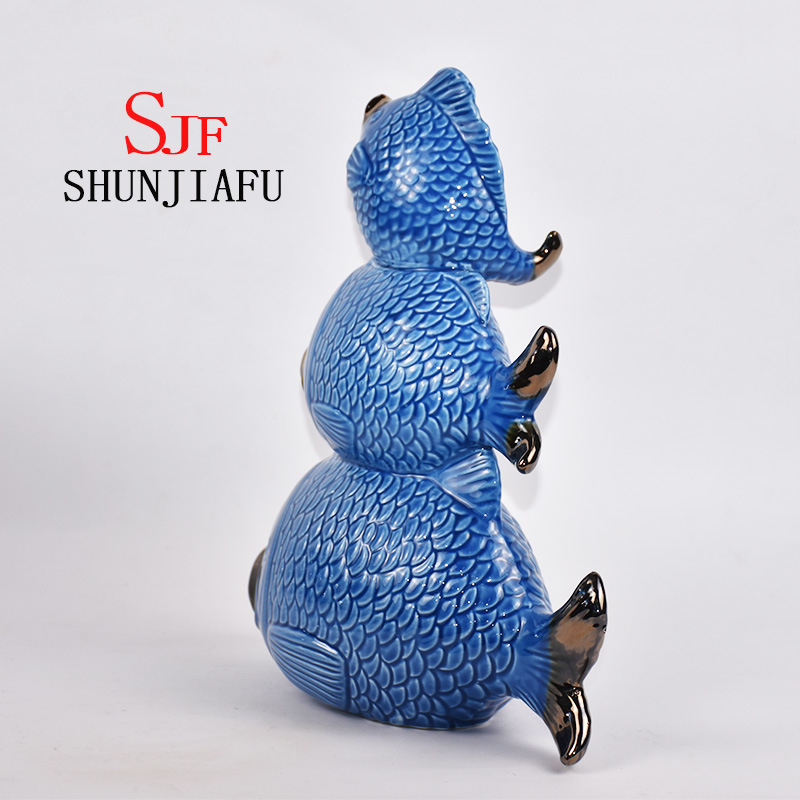 セラミック3つの魚の家の装飾のための調和のとれた家族