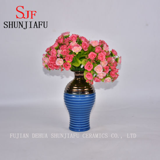 家の装飾のためのハイエンドスタイルの小さなセラミックフラワーベース（ブルー）