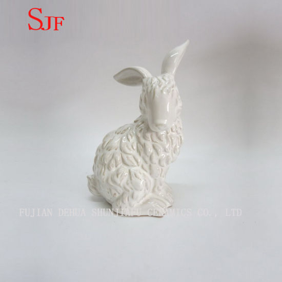 セラミックのかわいいウサギのフィギュアの装飾