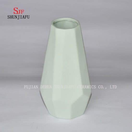 幾何学的形状。セラミック花瓶の装飾品ホームデコレーション/ライトグリーン