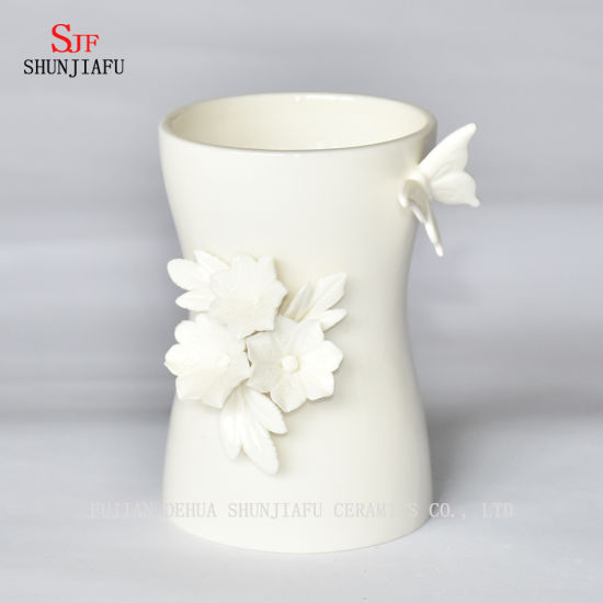 繊細な蝶フラスコ、セラミック花瓶