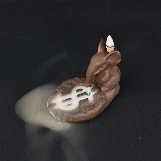 象の逆流香炉、家の装飾のための創造的なセラミック逆流香ホルダー