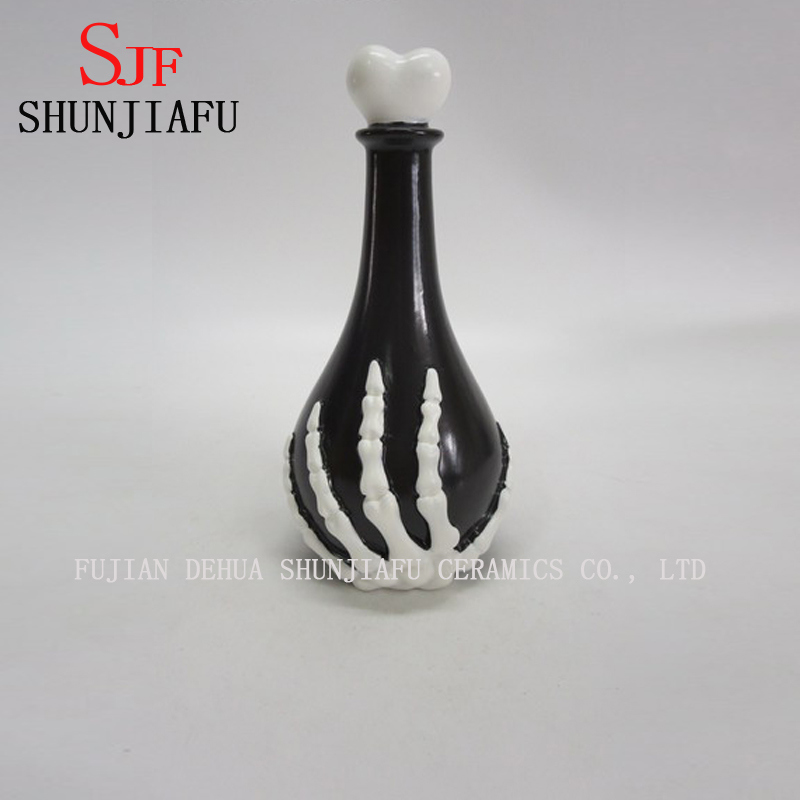 セラミック記念品スカルオーナメントボトル