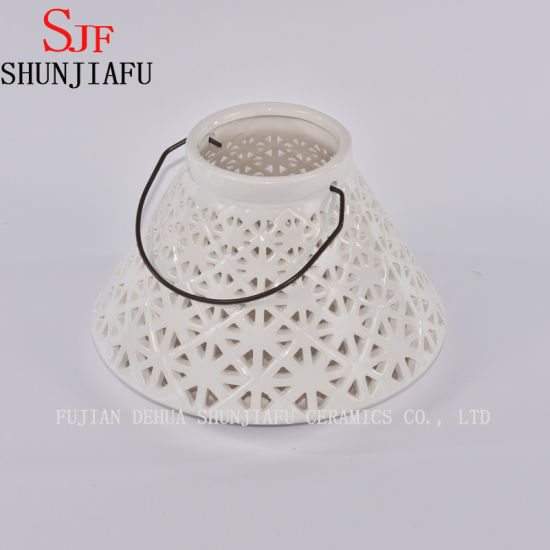 8.8 ′′セラミック扇形キャンドルホルダーランタン