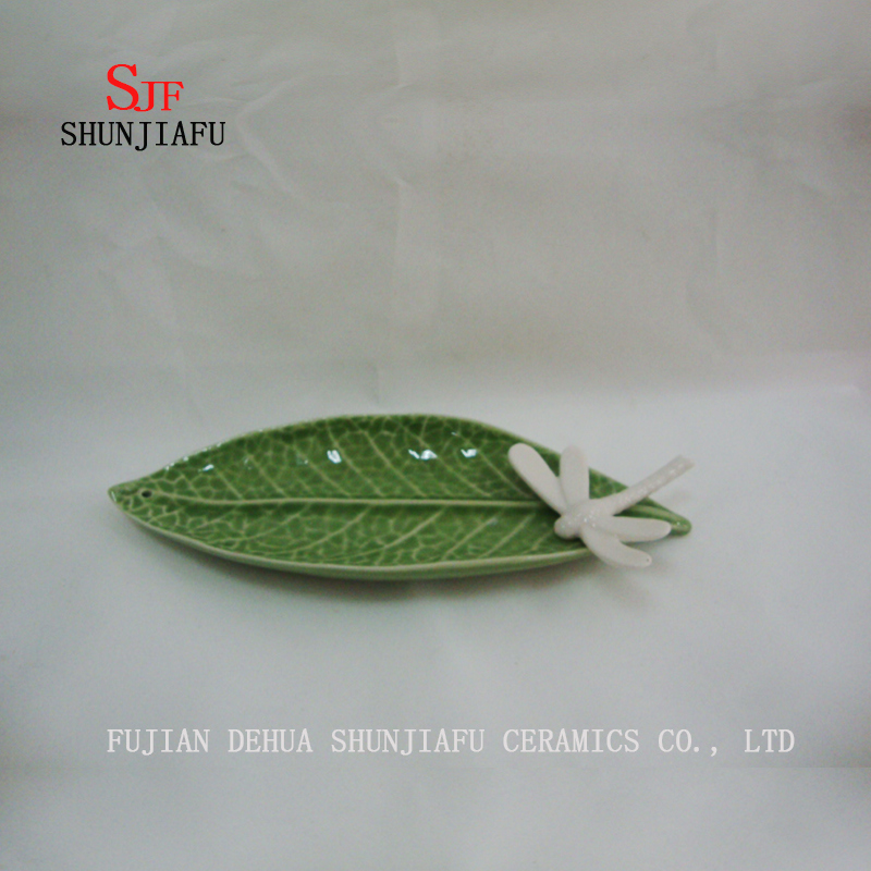グリーンリーフセラミックHq料理ソースディッピング食器プレート