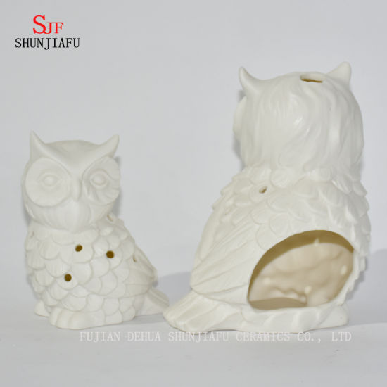 フクロウの形のセラミックキャンドルホルダー/