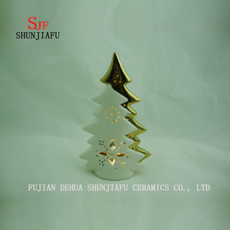 両面クリエイティブクリスマスツリーローソク足、電気めっきセラミック