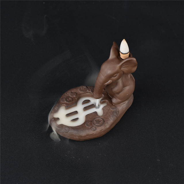 象の逆流香炉、家の装飾のための創造的なセラミック逆流香ホルダー