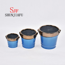 セラミックブルー色釉植木鉢3個セット