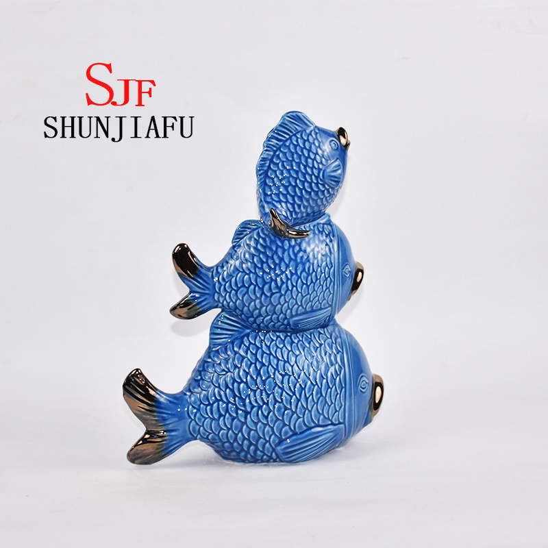 セラミック3つの魚の家の装飾のための調和のとれた家族