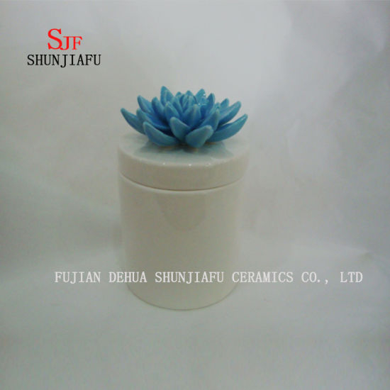 新しい手作りの丸い青い花のジュエリーボックス