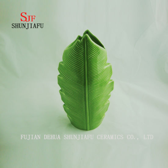 3サイズグリーンバナナリーフセラミック花瓶/ B