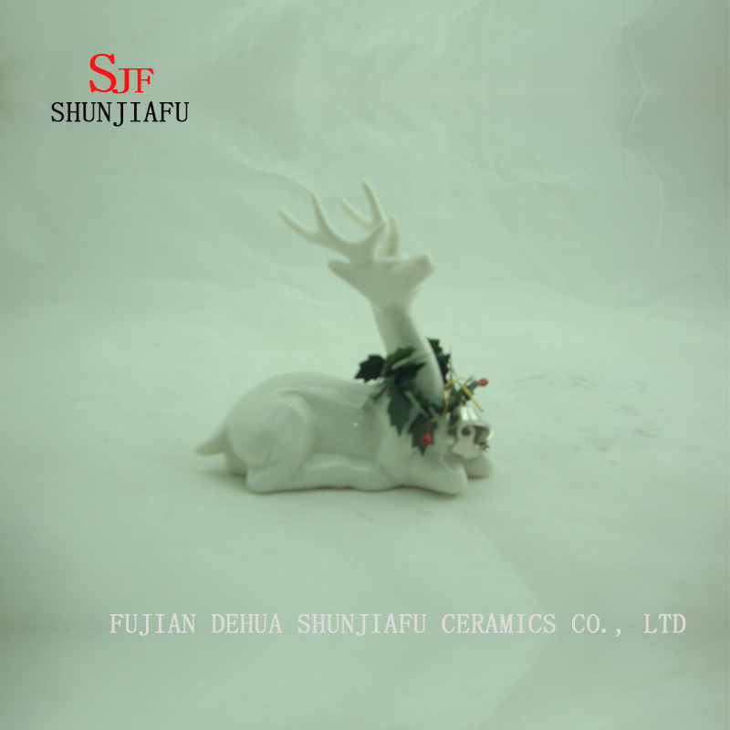セラミックの鹿が床に座るデスクトップ装飾、ホリデーギフト/ B