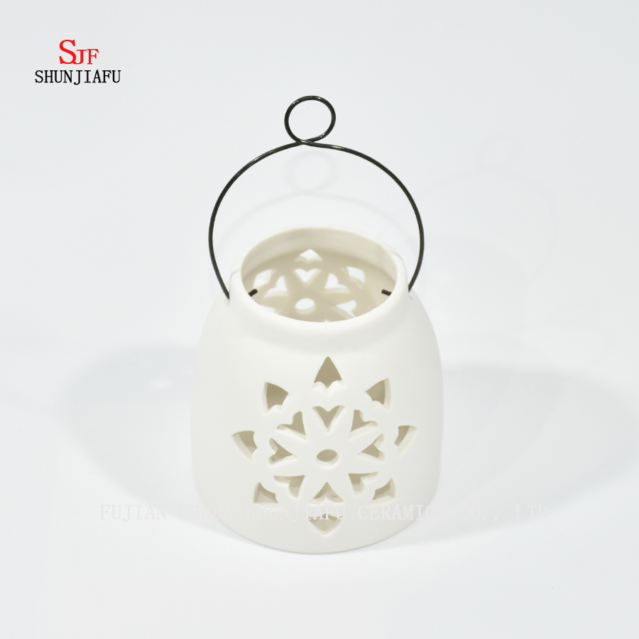 ホワイトセラミックデザインティーライトストームランタン