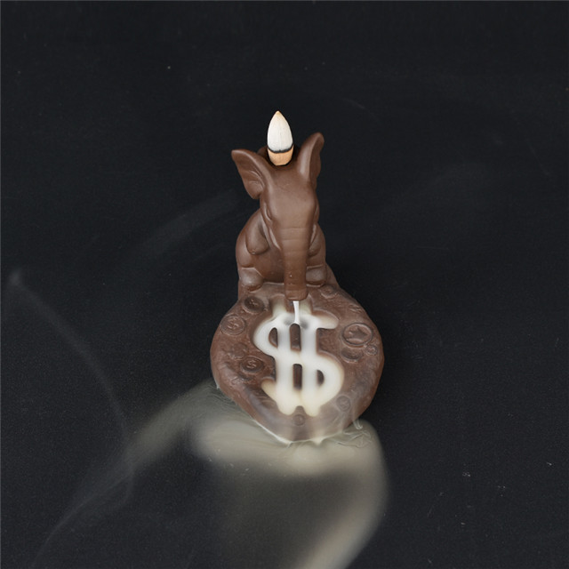 象の逆流香炉、家の装飾のための創造的なセラミック逆流香ホルダー