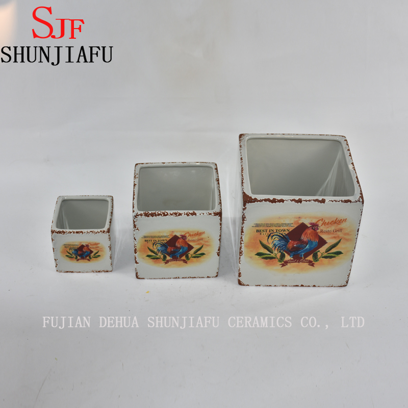 装飾用グリーンセラミックフラワーポット