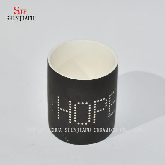 新しいデザインブラックレターデザインセラミックキャンドル