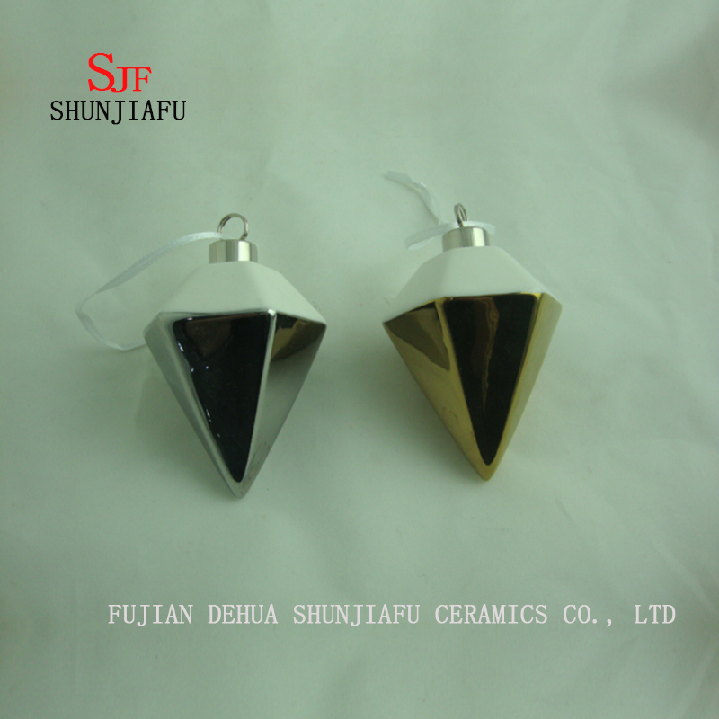 クリスマスオーナメントフェスティバルパーティーギフトツリー/ウィンドウハンギングデコレーション、電気メッキセラミック/ E