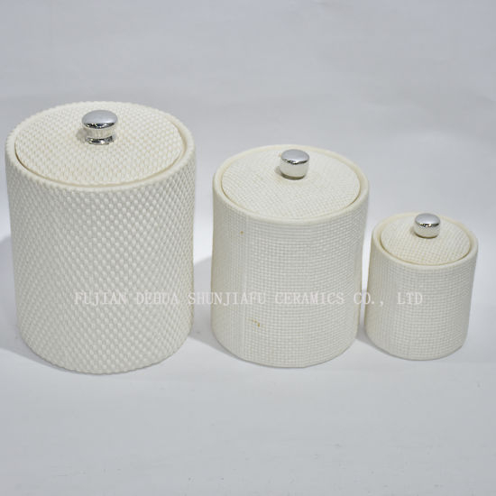 キッチン用のタイトな蓋付きセラミックラウンドキャニスタージャー