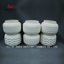 3スタイル/手作りの幾何学的な花瓶、白いセラミック植木鉢/ L