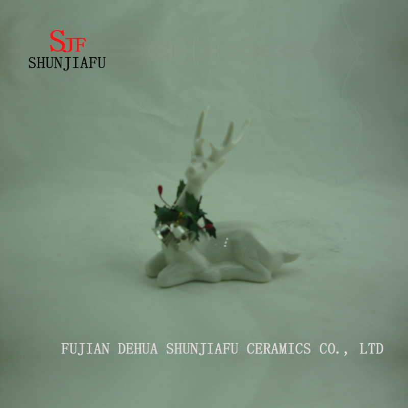 セラミックの鹿が床に座るデスクトップ装飾、ホリデーギフト/ B