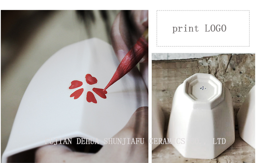 高級ブリリアントホワイトポーセレンバイタルティーカップ、セラミックオクタゴンカップ