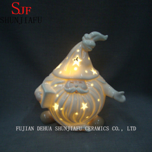 家/クリスマスの装飾のための陶磁器のサンタクロースの燭台LEDの炎