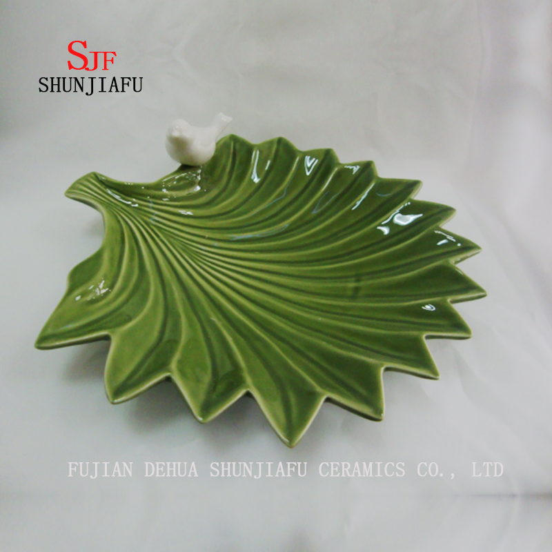 グリーンリーフセラミックHq料理ソースディッピング食器プレート