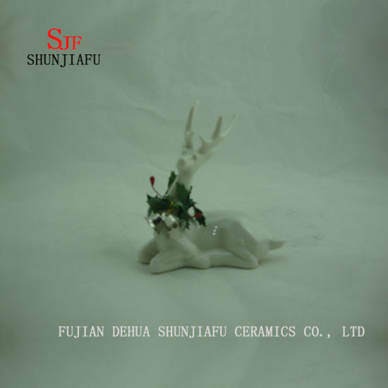 セラミックの鹿が床に座るデスクトップ装飾、ホリデーギフト/ B