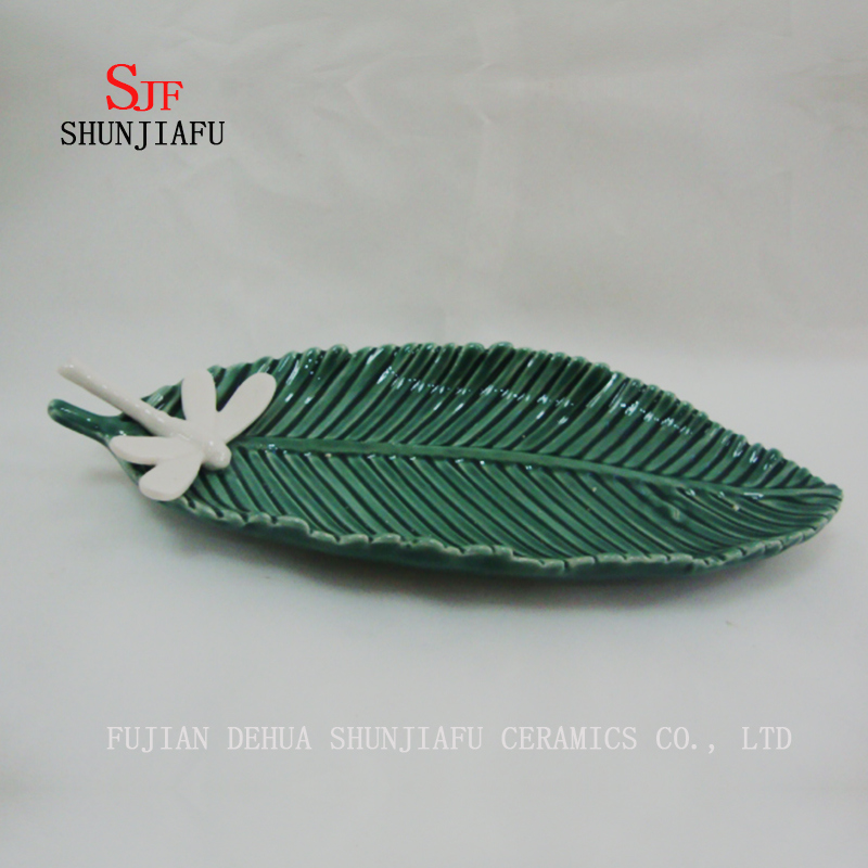 グリーンリーフセラミックHq料理ソースディッピング食器プレート