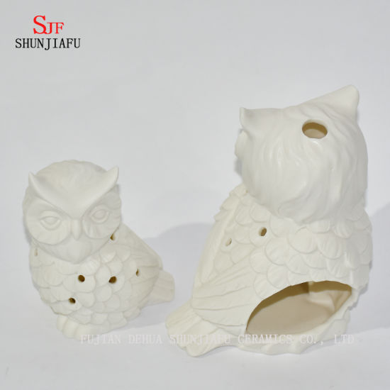 フクロウの形のセラミックキャンドルホルダー/