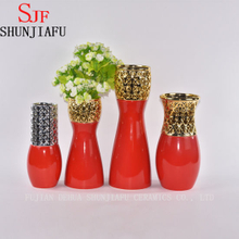 家の装飾用のモーデンスタイルの小さなセラミック花瓶（赤）