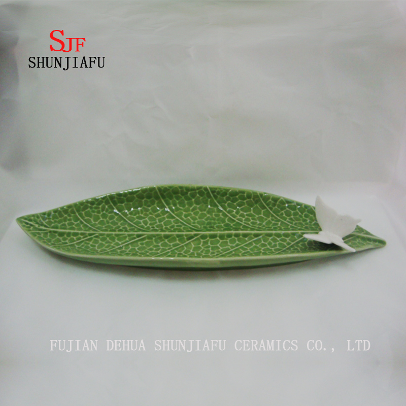 グリーンリーフセラミックHq料理ソースディッピング食器プレート