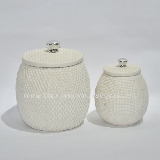 キッチン用のタイトな蓋付きセラミックラウンドキャニスタージャー