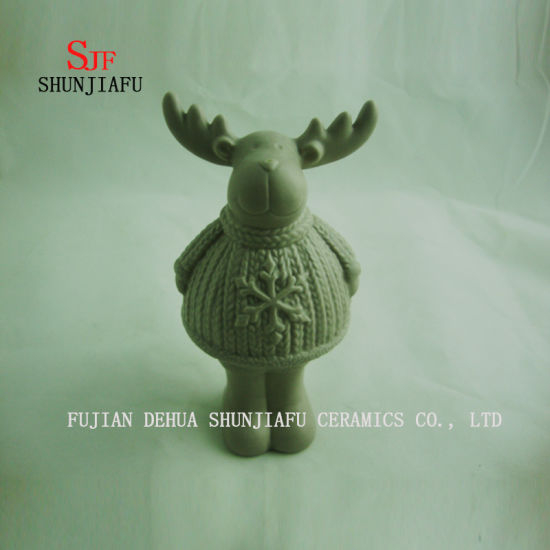 灰色の鹿のクリーム色の調度品のコーヒーバー/家/オフィスの装飾、セラミック記事3サイズ/ M