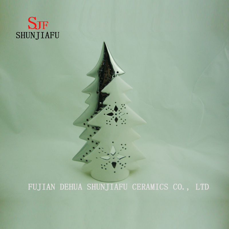 両面クリエイティブクリスマスツリーローソク足、電気めっきセラミック