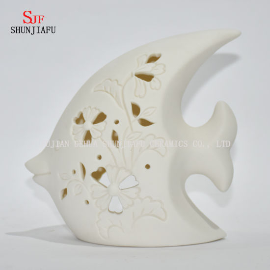 小魚の形;セラミックデザインティーライトストームランタンキャンドルホルダー
