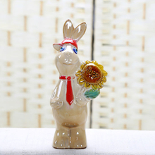 セラミック小さなウサギの手はひまわりの簡潔なファッションの家の装飾/ Bを保持します