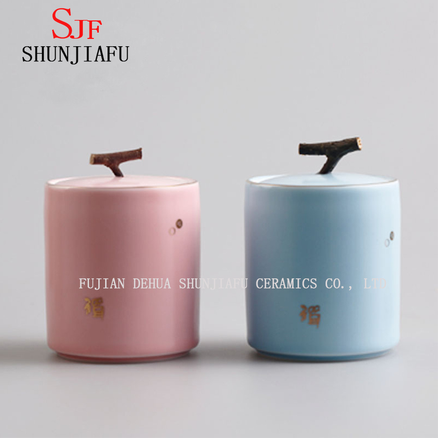 ティーキャディーグリーンティーポットストレージキャニスターセラミックティージャーボックス