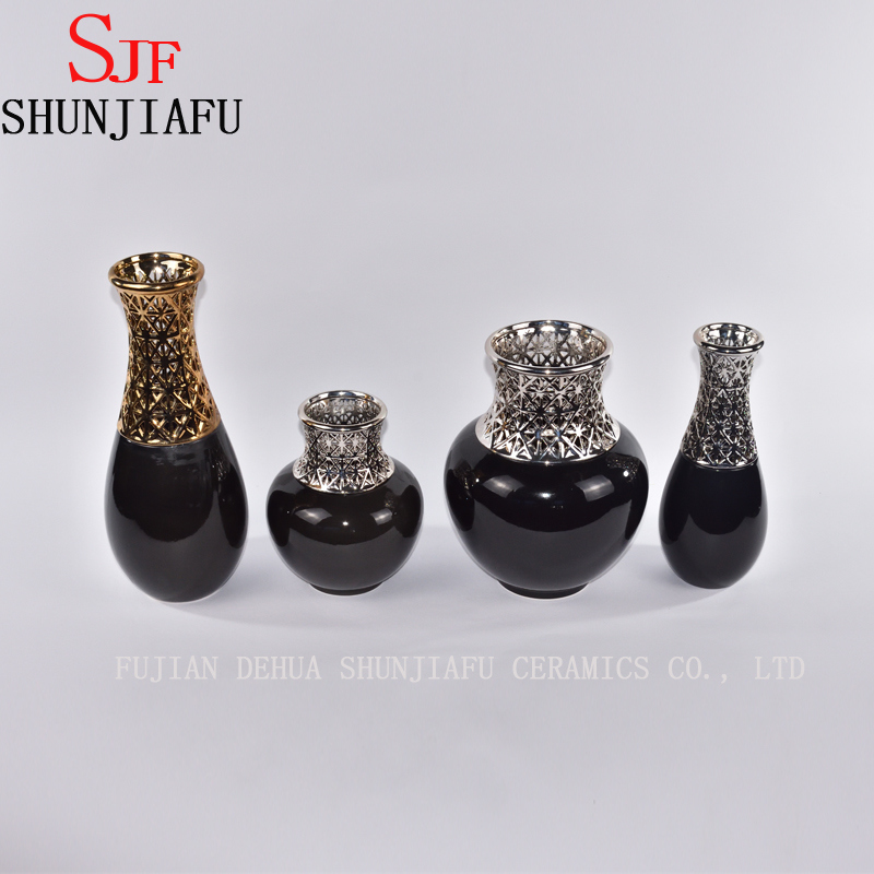 陶製花瓶・飾り花束ホルダーブルー