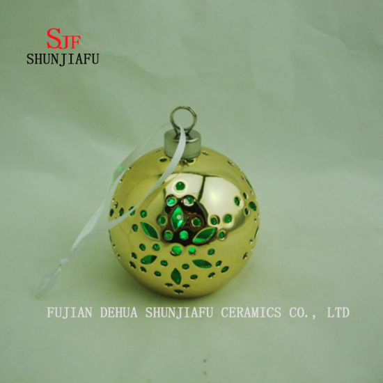 球状の電気メッキセラミックキャンドルスタンド、磁器キャンドルローソク足/ E