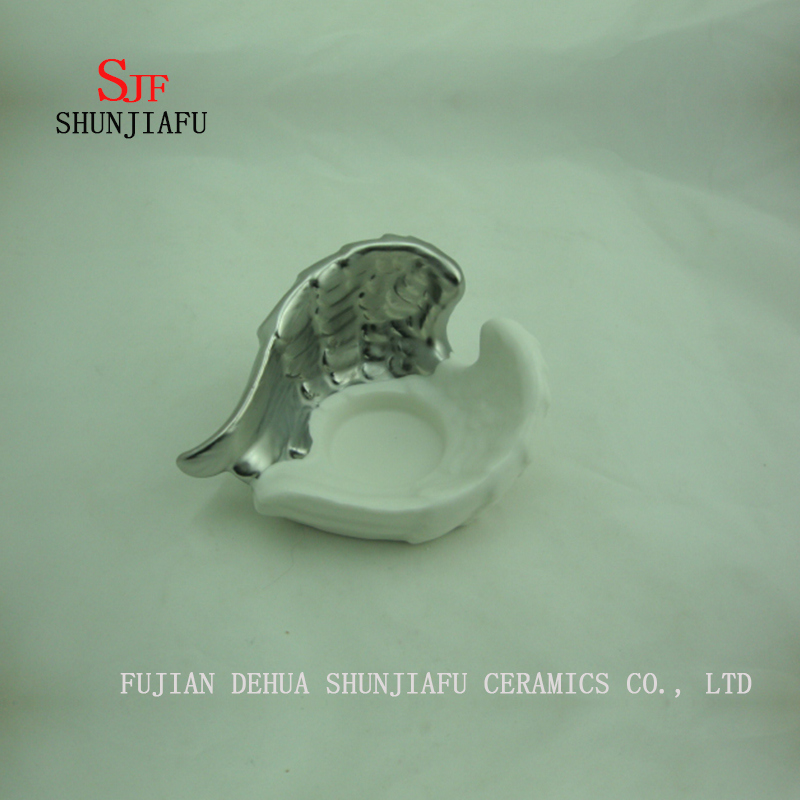 天使の翼キャンドルホルダー飾り誕生日クリスマスギフト、セラミックホルダー