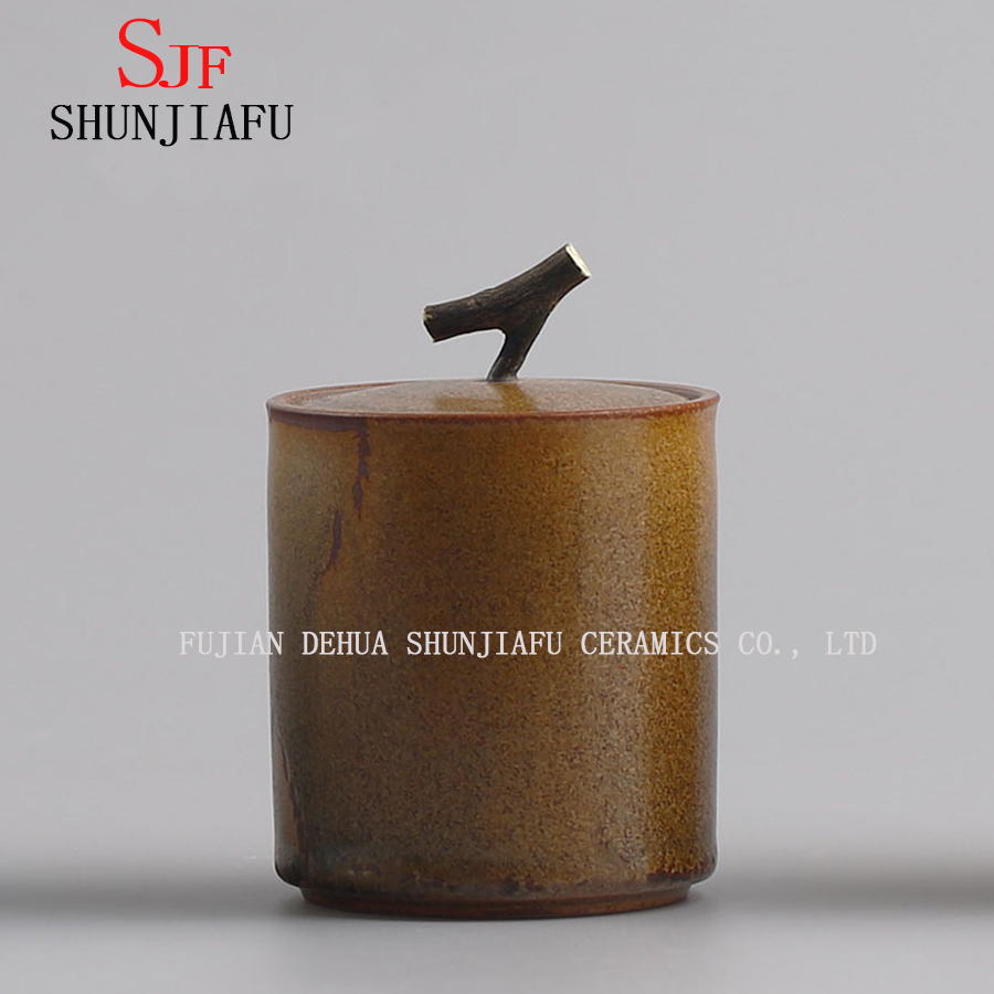 ティーキャディーグリーンティーポットストレージキャニスターセラミックティージャー