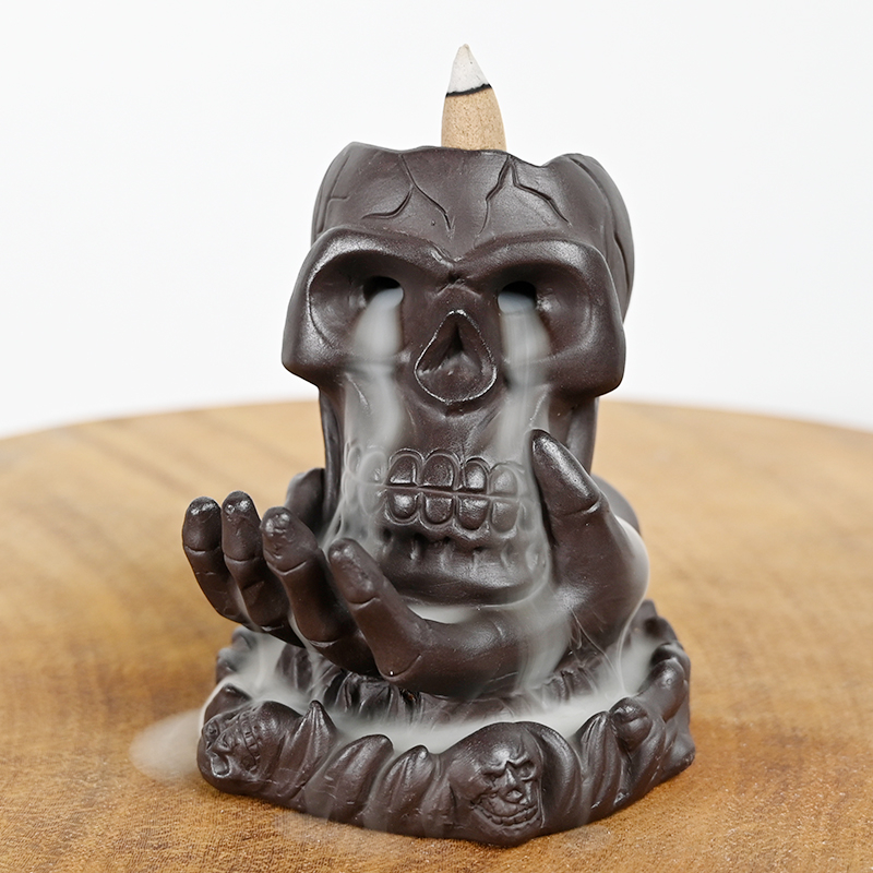 セラミックハンドスカルデザイン滝コーン香逆流香バーナー