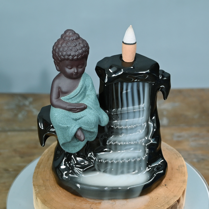 セラミックグリーン小さな仏滝逆流香バーナー